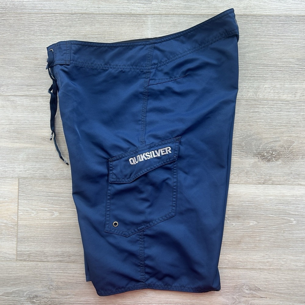 Vintage Mens 32 Quiksilver Board Shorts Navy Blue Surfboard Surfing‎ Surf Trunks